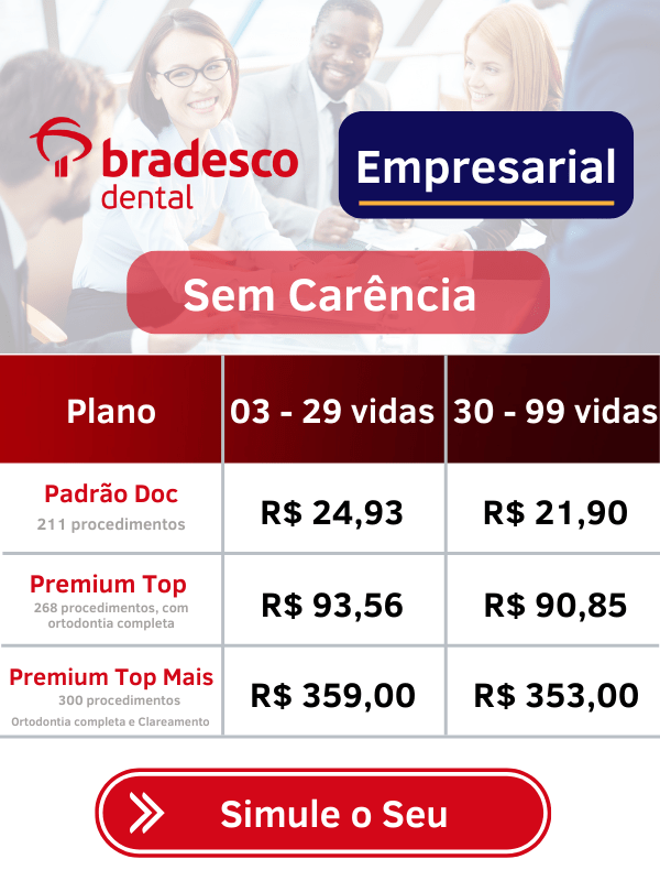 Tabela Bradesco Dental Odonto empresarial