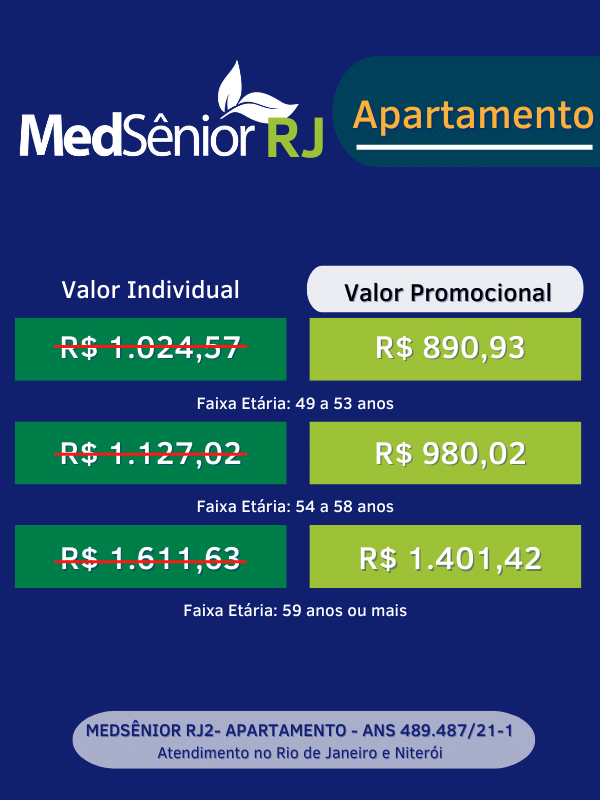 Tabela de preços MedSênior RJ Apartamento set22