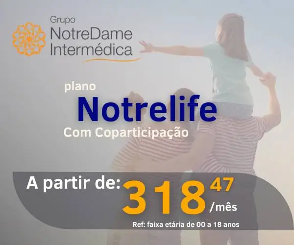 Plano de saúde NotreLife com coparticipação da Intermédica, a partir de R$318,47 por mês para crianças e adolescentes
